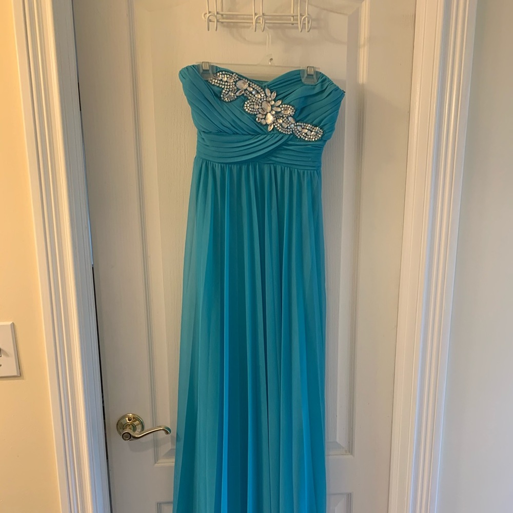 Light Blue Beaded Formal Dress